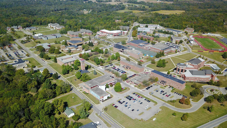 Aerial view of Central State University campus in Wilberforce, Ohio